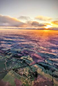 sunrise landscape from a hot air balloon