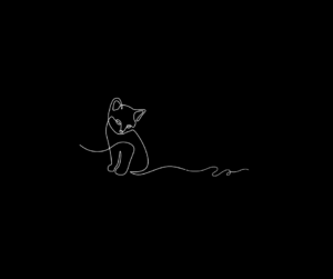 image of a cat and a squiggly line on a black background 