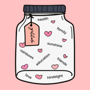 image of a 'gratitude jar' with messages inside